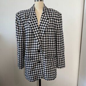 Vintage 80s Houndstooth Blazer Suit Coat Ladies  - fits like US6/8